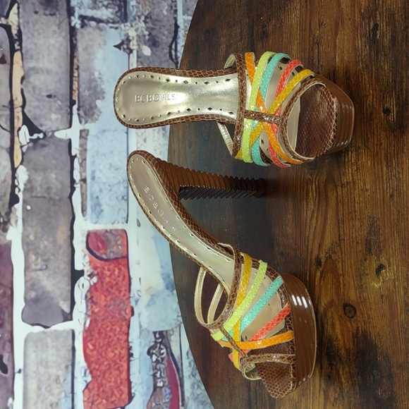 BCBGirls "Elliot" Multi Color Strappy Snakeskin Stiletto Slides - Picture 4 of 14